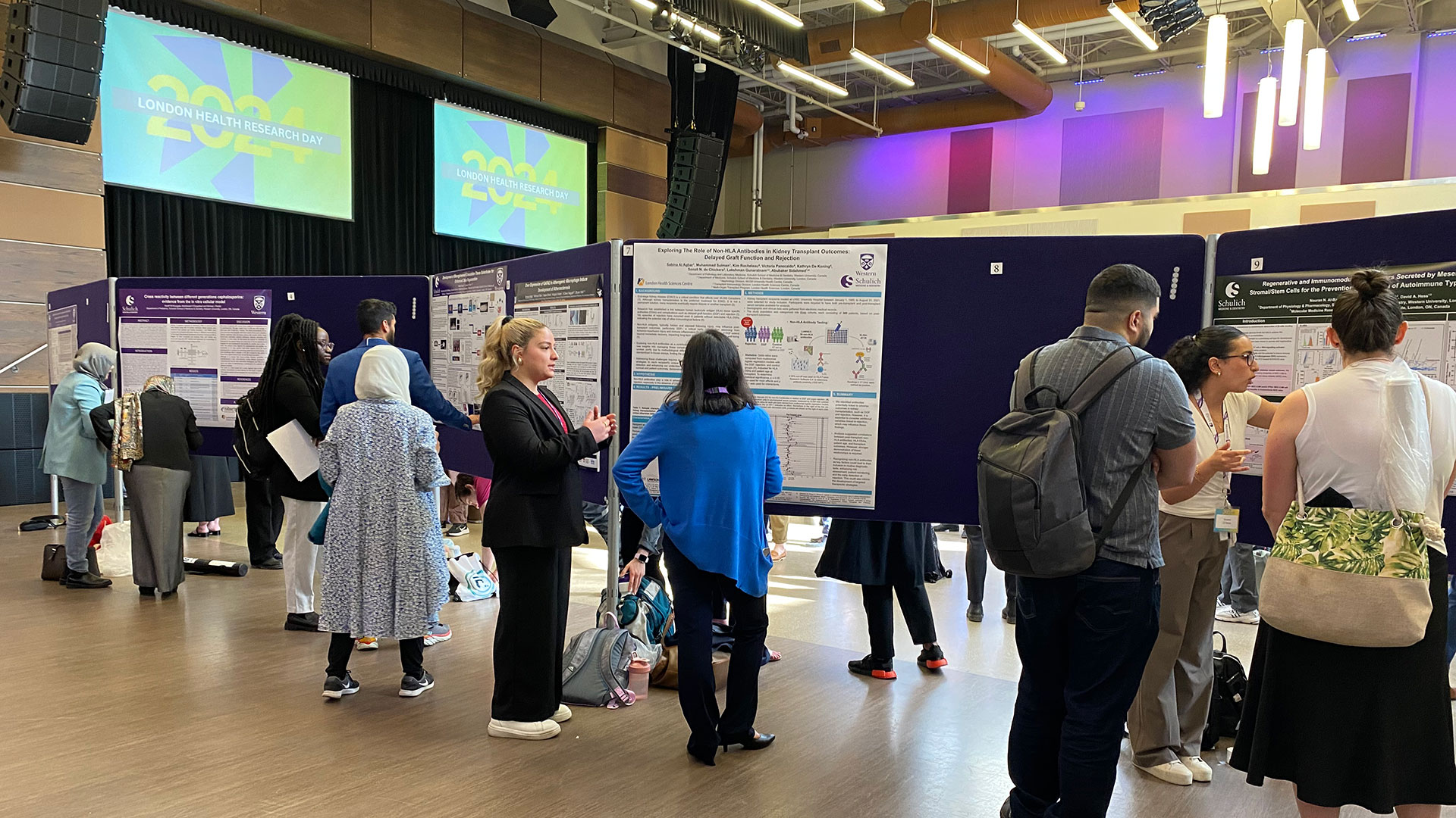 Poster displays for London Health Research Day at Western University.